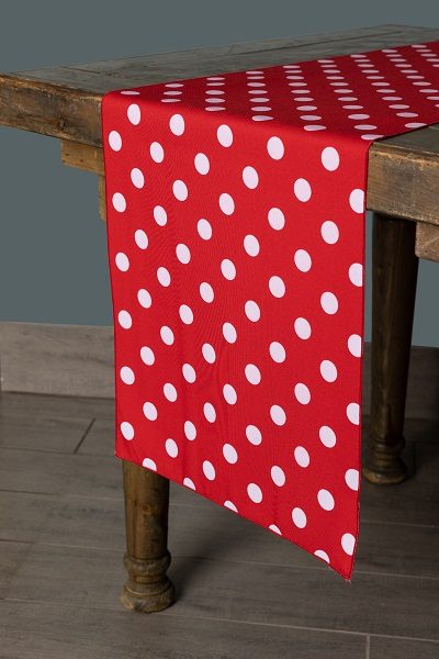 Specialty Polka Dots Red with White table runner